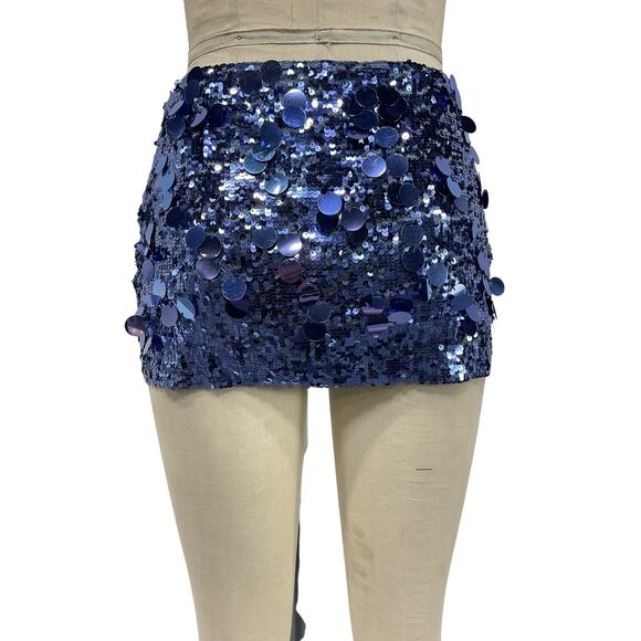 Guizio 'Paillette' Blue Polyester Skirt Size XS - Picture 3 of 5